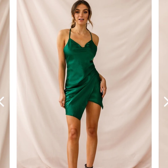 Selfie Leslie Dresses & Skirts - Holiday Dress! Hey Girl Cowl Neck Wrap Front Dress (Forest Green) Selfie Leslie